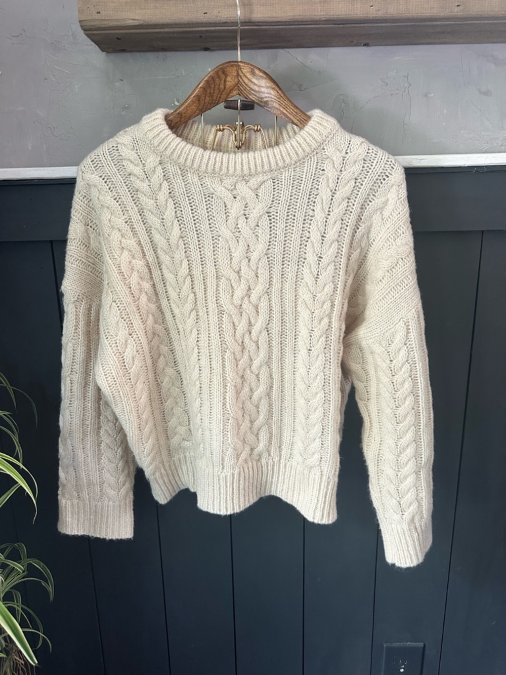 DAZY Cream Cable Knit‎ Sweater Size Small Oversized Chunky Cozy Pullover